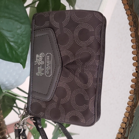 Coach Gray Monogram Zip Wristlet - Picture 2 of 10